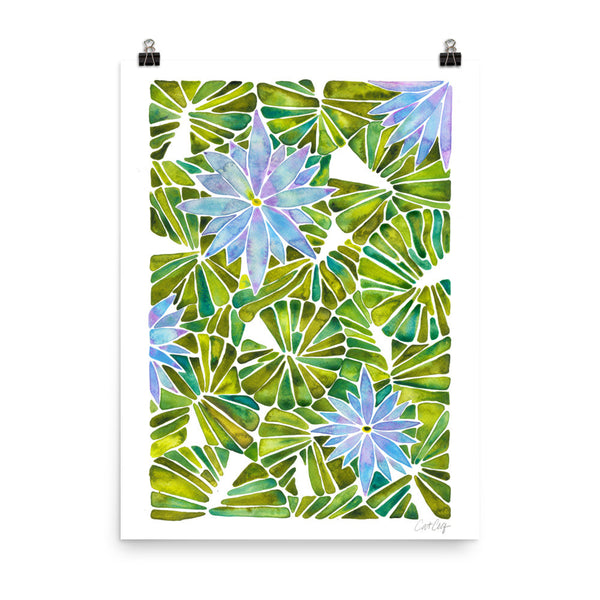 Water Lilies – Lavender & Green Palette  •  Art Print
