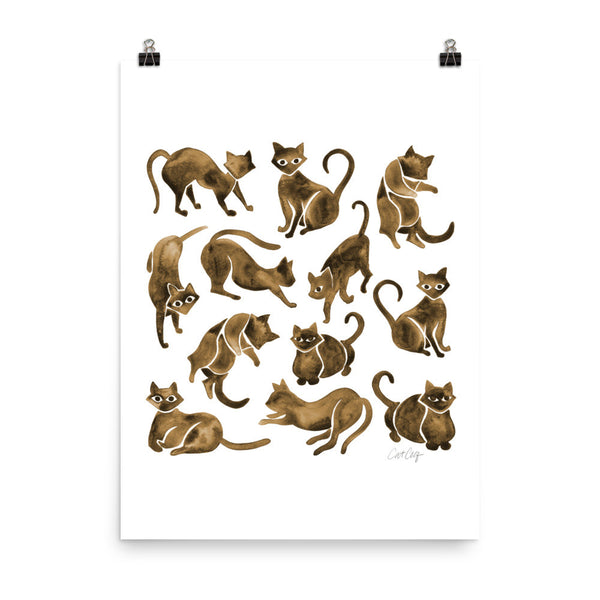 Cat Positions – Sepia Palette • Art Print