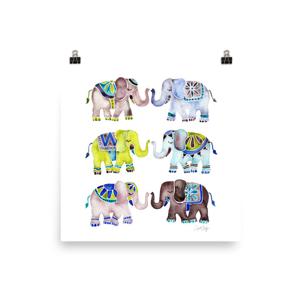 Elephant Collection – Cool Palette • Art Print