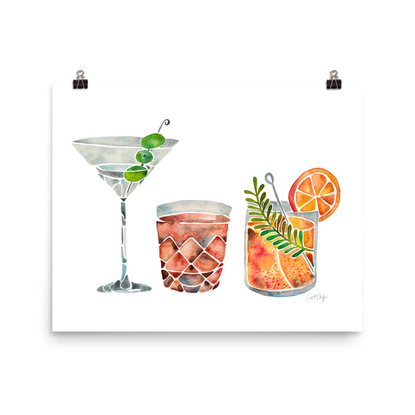 Classic Cocktails  – 1960s Watercolor Lineup • Art Print