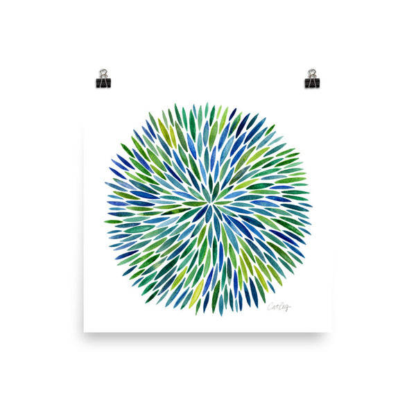 Watercolor Burst – Blue/Green Palette • Art Print