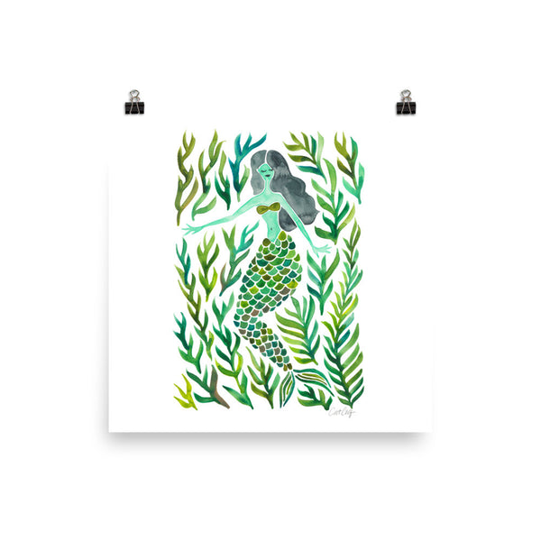Kelp Forest Mermaid – Green Palette • Art Print