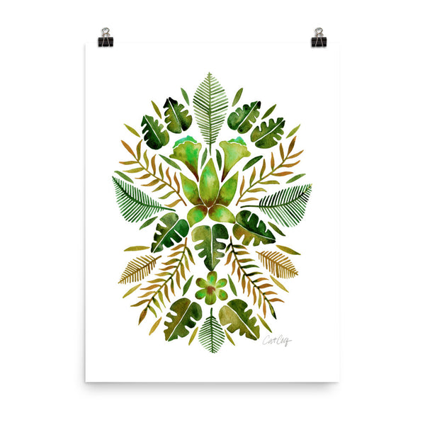 Tropical Symmetry – Olive & Green Palette • Art Print