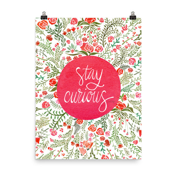Stay Curious – Pink & Green Palette • Art Print