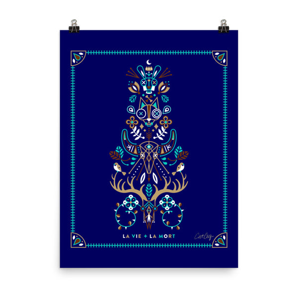 La Vie & La Mort – Navy & Turquoise Palette • Art Print