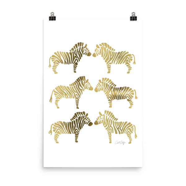 Zebras – Gold Palette • Art Print
