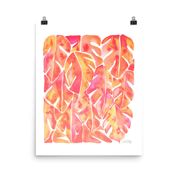 Split Leaf Philodendron – Peach Palette • Art Print