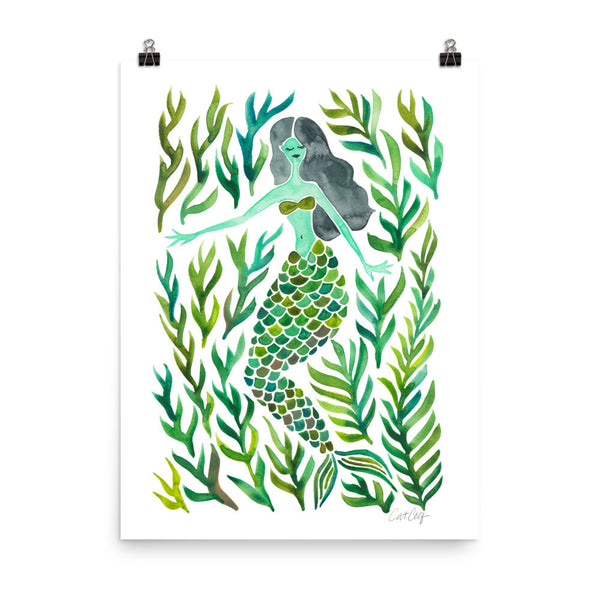 Kelp Forest Mermaid – Green Palette • Art Print