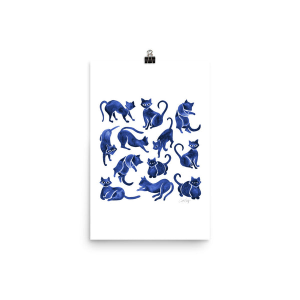 Cat Positions – Navy Palette • Art Print