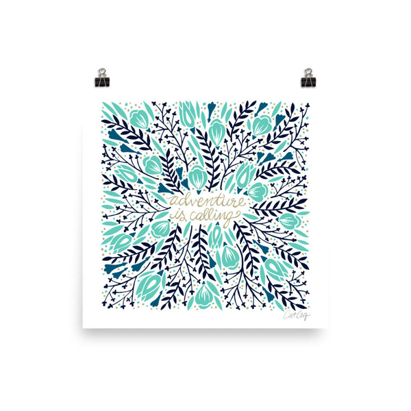 Adventure is Calling – Turquoise & Navy Palette • Art Print