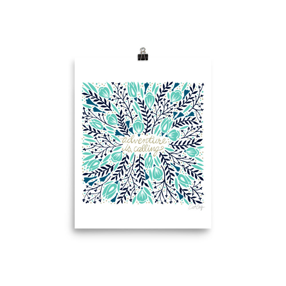 Adventure is Calling – Turquoise & Navy Palette • Art Print