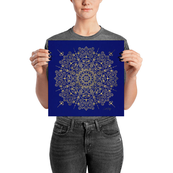 Moroccan Mandala – Gold on Navy • Art Print