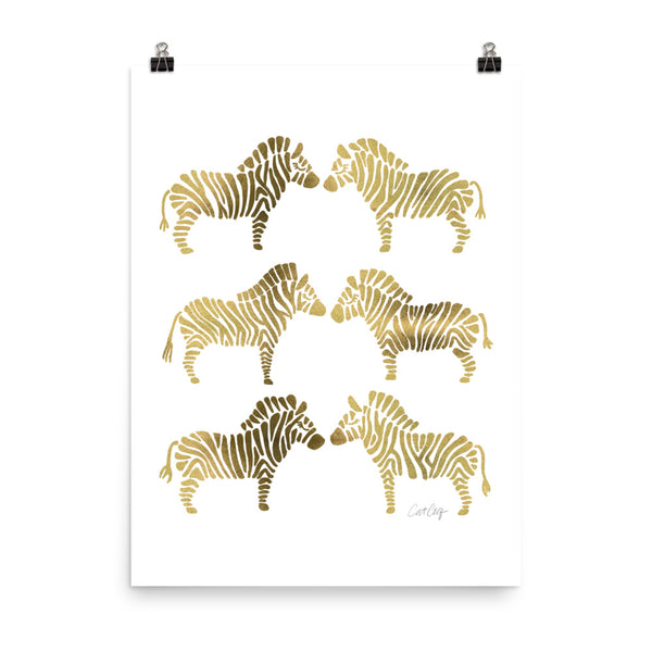 Zebras – Gold Palette • Art Print