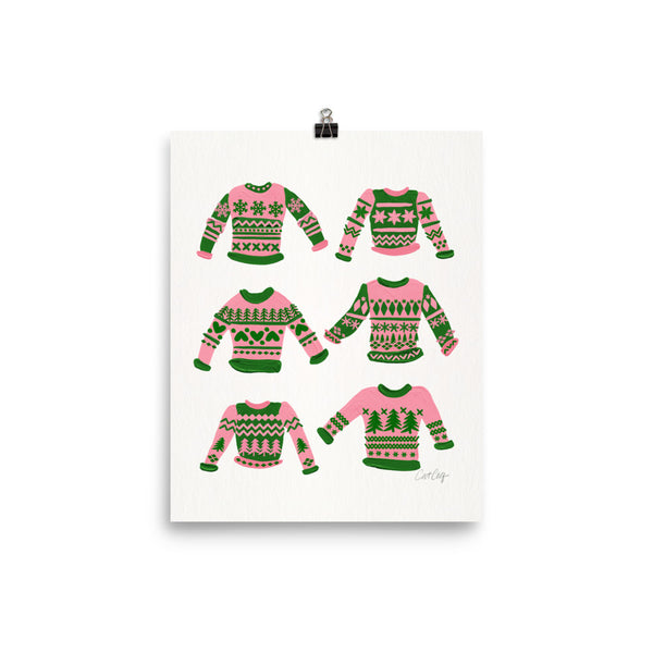 Christmas Sweaters - Pink Green