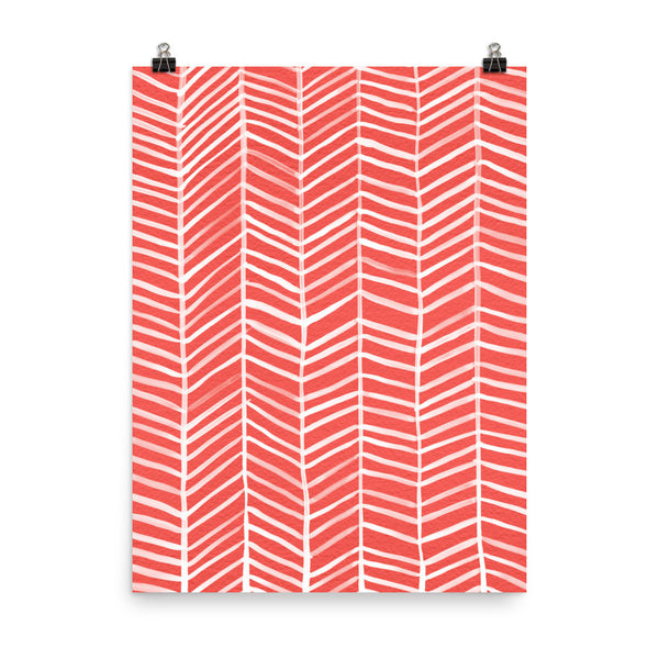 Herringbone – Coral Palette • Art Print