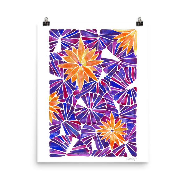 Water Lilies – Orange & Purple Palette  •  Art Print