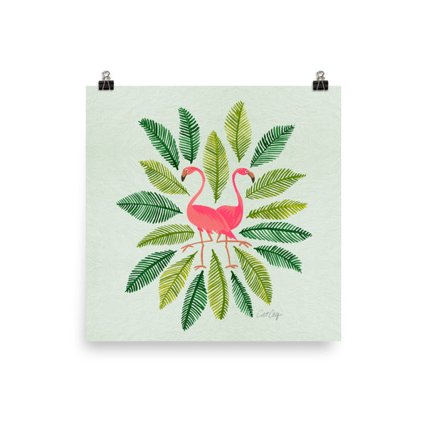 Flamingos and Fronds • Art Print