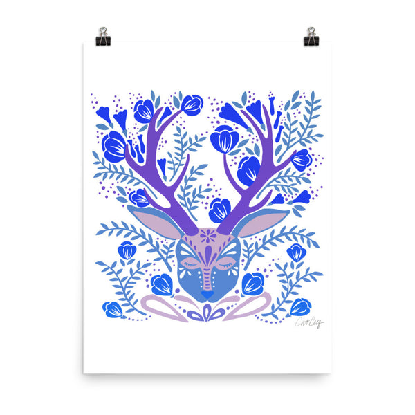 Floral Antlers – Blue Palette • Art Print