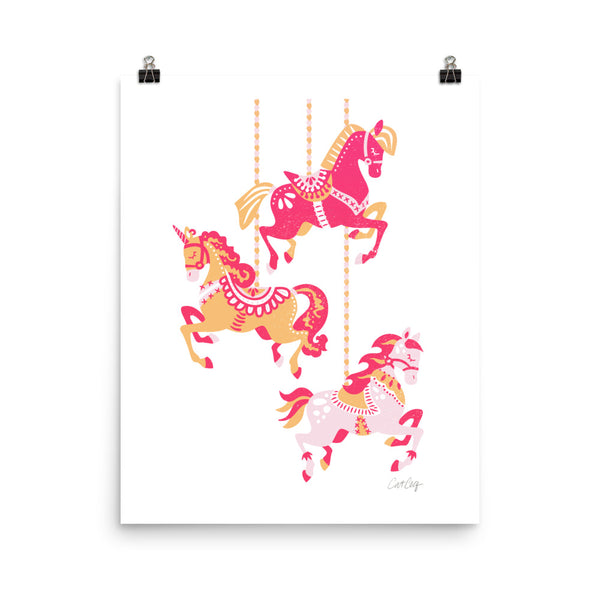 Carousel Horses- Pink Orange