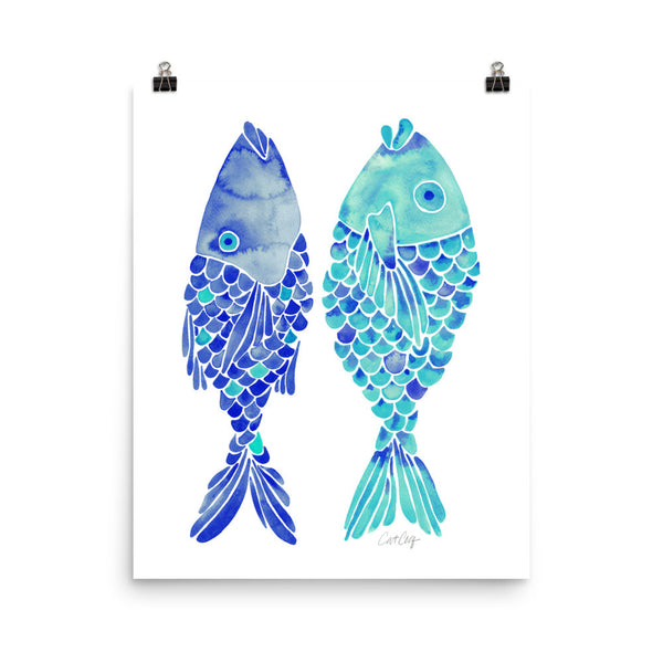 Indonesian Fish – Navy & Turquoise Palette • Art Print