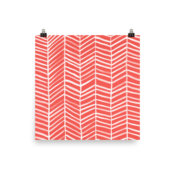 Herringbone – Coral Palette • Art Print