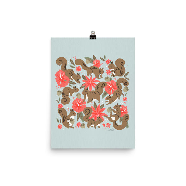 Squirrels & Blooms – Russet & Coral