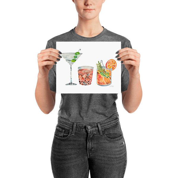 Classic Cocktails  – 1960s Watercolor Lineup • Art Print