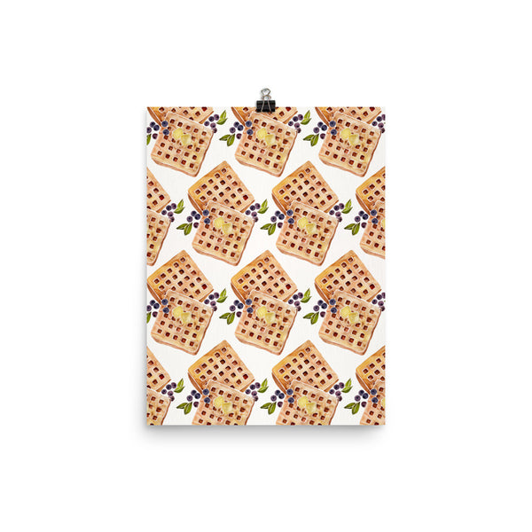 Blueberry Breakfast Waffle Pattern • Art Print