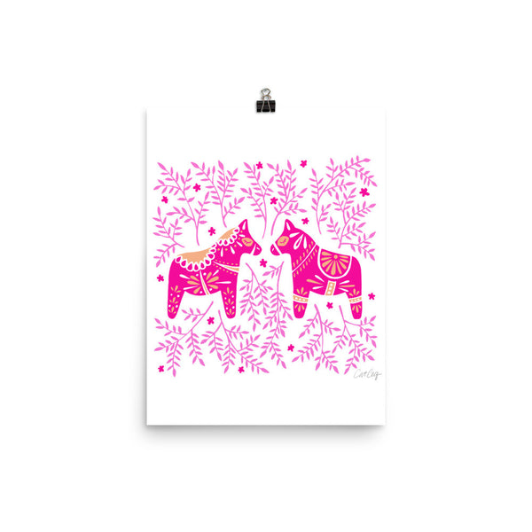 Swedish Dala Horses – Pink Palette • Art Print