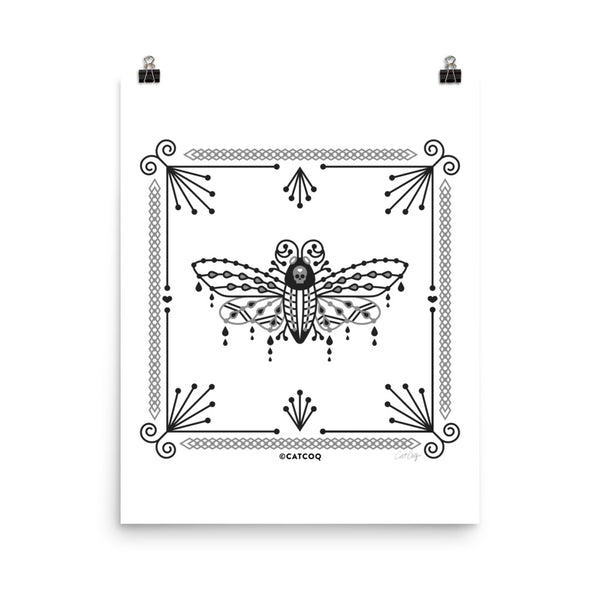 Death's Head Hawkmoth – Black & White Palette • Art Print