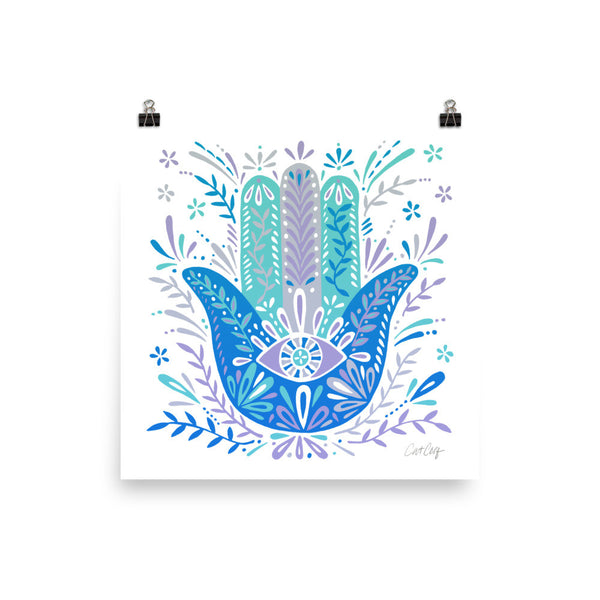 Hamsa Hand – Blue Palette • Art Print