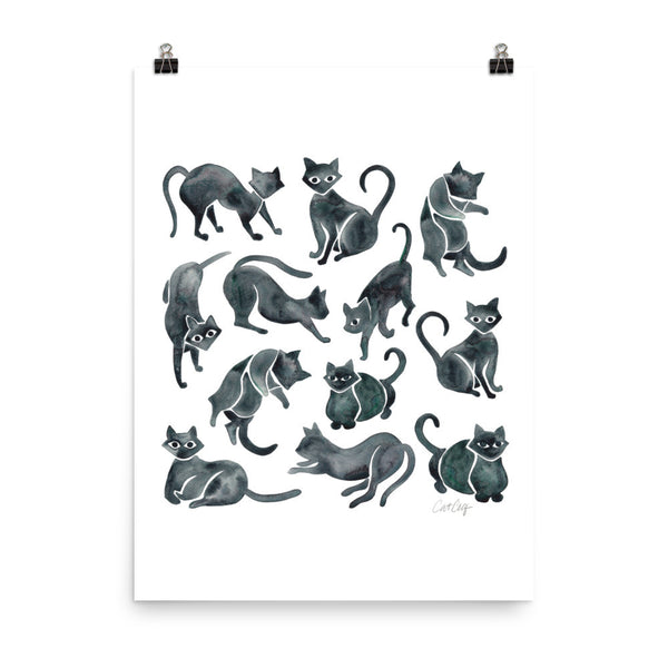 Cat Positions – Black Palette • Art Print