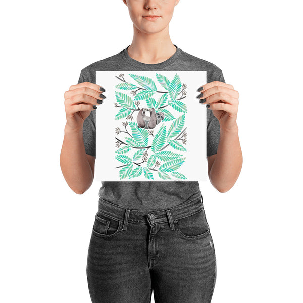 Happy Sloth – Tropical Mint Rainforest • Art Print