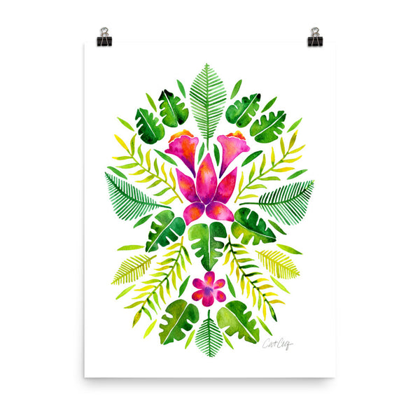 Tropical Symmetry – Pink & Green Palette • Art Print
