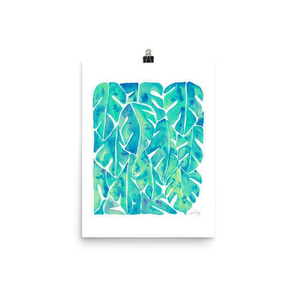 Split Leaf Philodendron – Turquoise Palette • Art Print