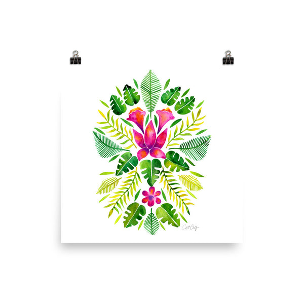 Tropical Symmetry – Pink & Green Palette • Art Print