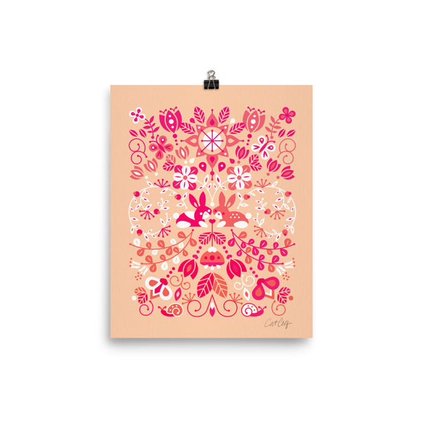 Bunny Lovers – Pink & Peach Palette • Art Print