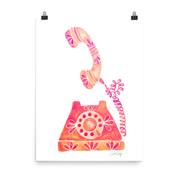 Vintage Rotary Phone – Peach Palette • Art Print