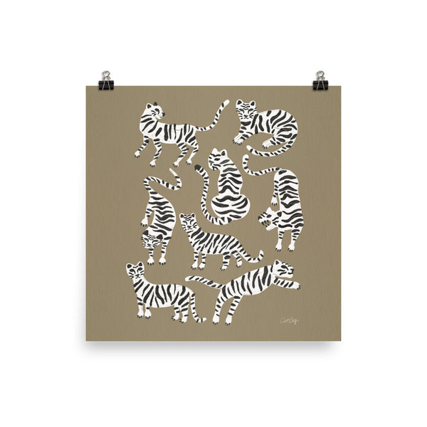 Tiger Collection - White on Taupe