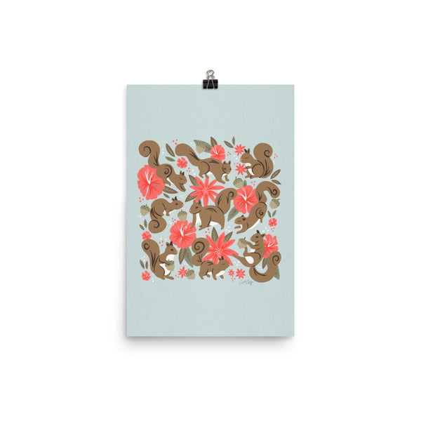 Squirrels & Blooms – Russet & Coral