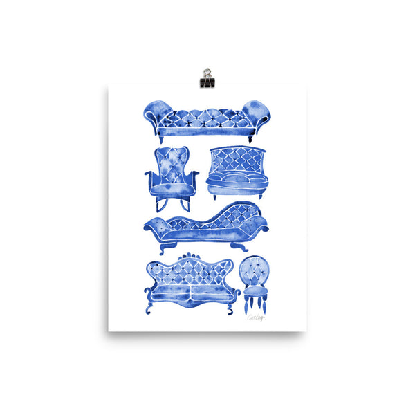 Victorian Lounge – Navy Palette • Art Print