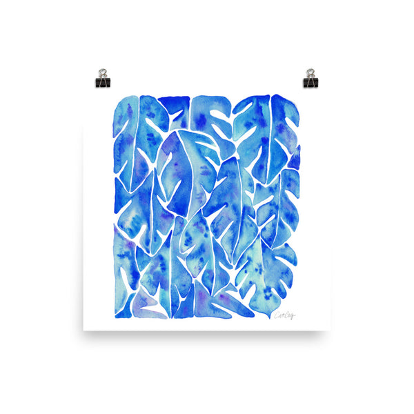 Split Leaf Philodendron – Blue Palette • Art Print