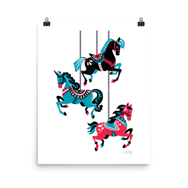 Carousel Horses - Teal Cherry