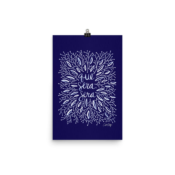 Whatever Will Be, Will Be – Illustrated White Ink on Navy • Art Print