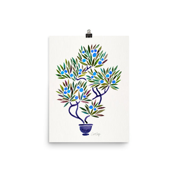 Bonsai Fruit Tree – Blue Palette • Art Print