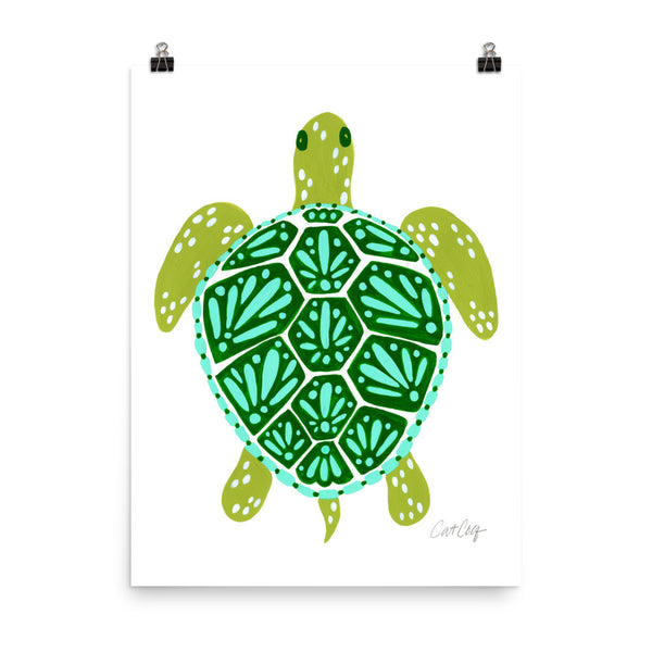 Sea Turtle – Green Palette  •  Art Print