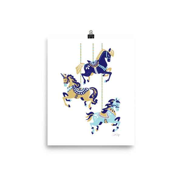 Carousel Horses - Navy Suede