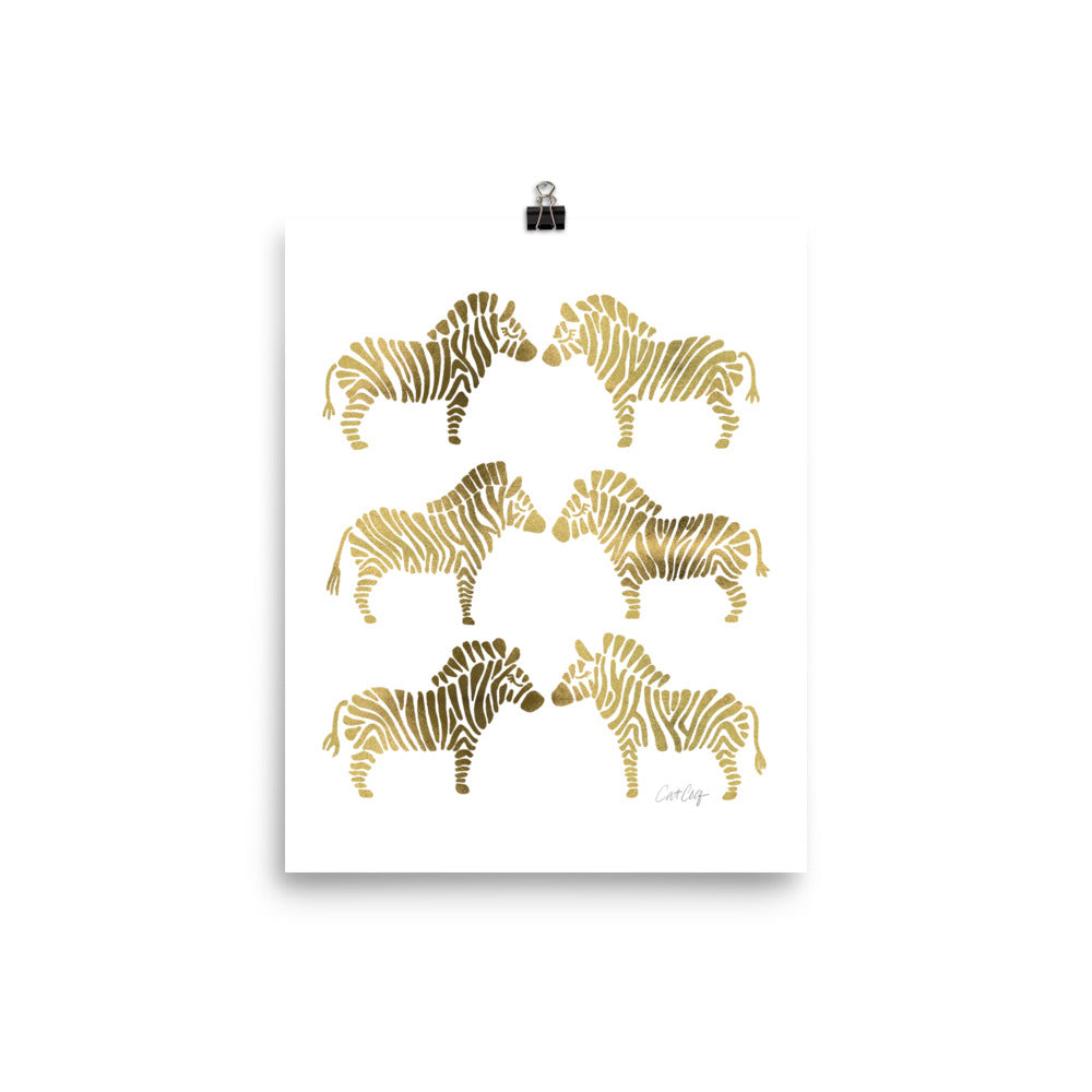 Zebras – Gold Palette • Art Print