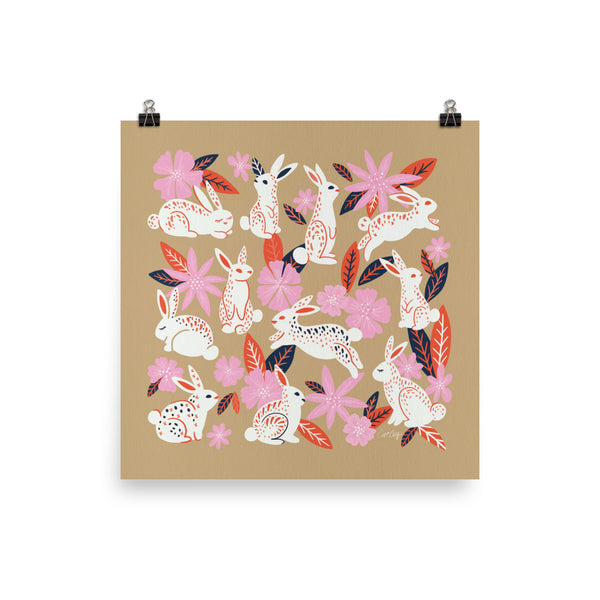Bunnies and Blooms - Coral Pink