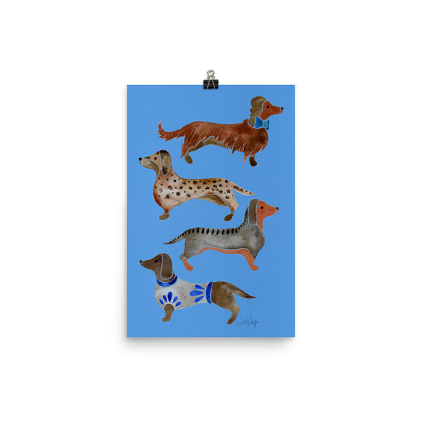 Dachshunds – Cornflower Blue Palette • Art Print